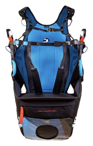 Подвеска Sky Paragliders PAX evo спереди: сиденье и две пряжки